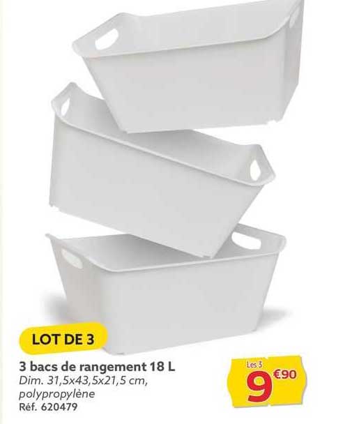 3 Bacs De Rangement 18 L