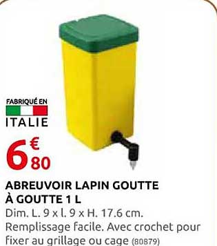 abreuvoir lapin goutte à goutte 1 l