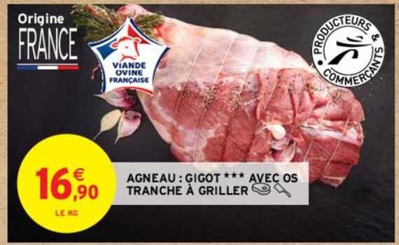 agneau : gigot *** avec os tranché à griller