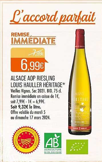 alsace aop riesling louis hauller héritage