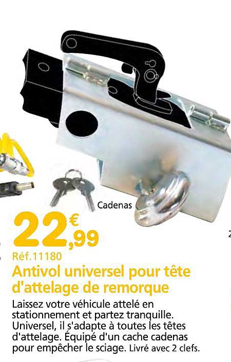 antivol universel pour tête d'attelage de remorque