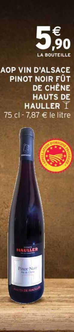 aop vin d'alsace pinot noir fût de chêne hauts de hauller
