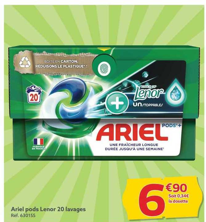 ariel pods lenor 20 lavages