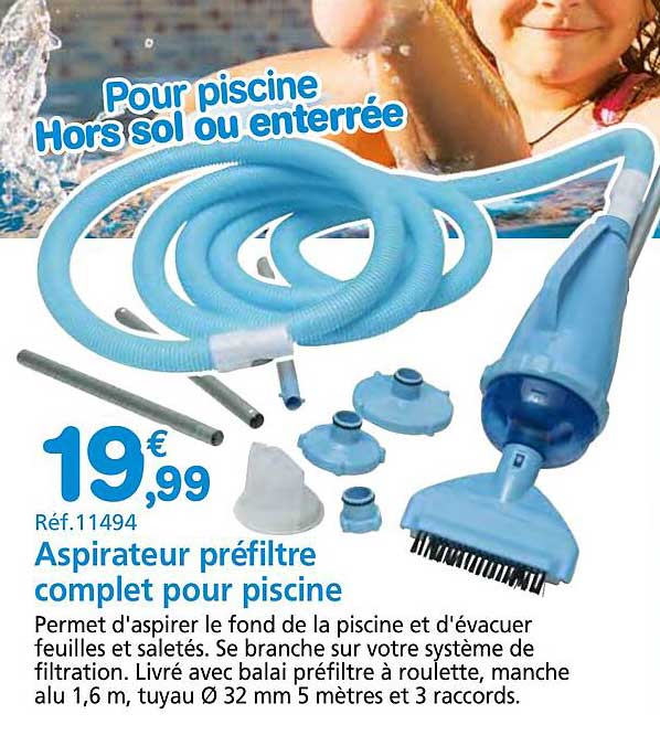 aspirateur préfiltre complet pour piscine