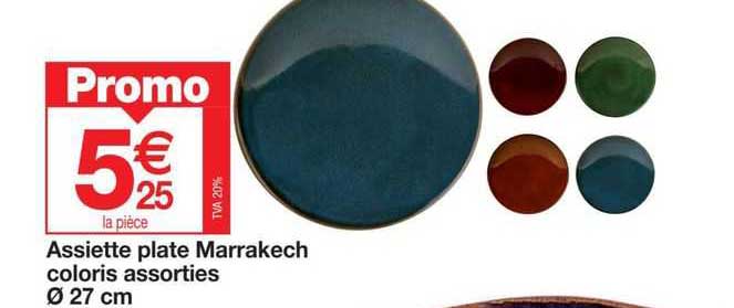 assiette plate marrakech coloris assortis ø 27 cm