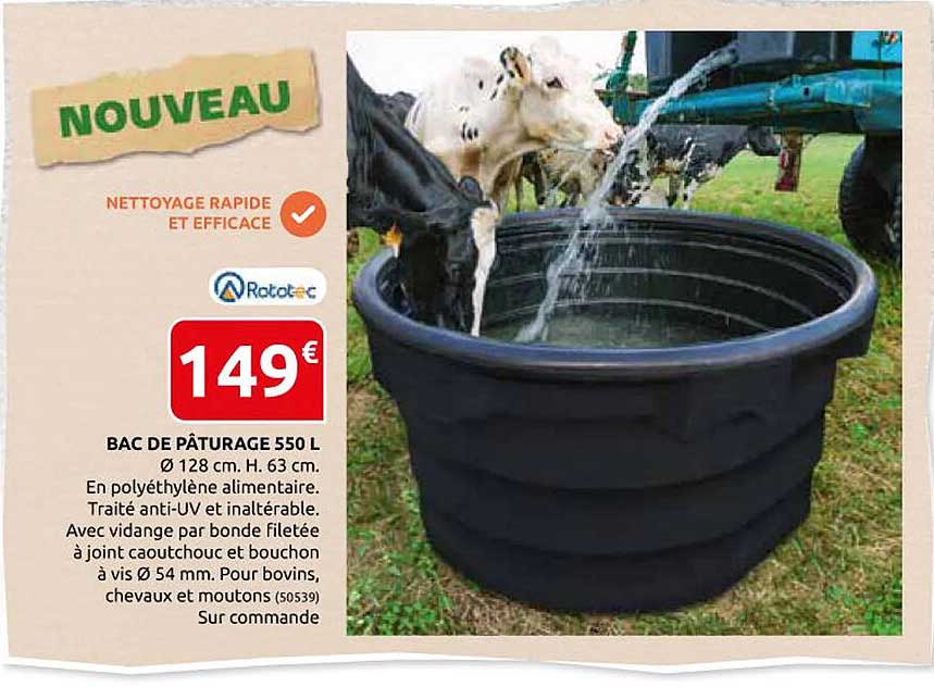 bac de pâturage 550 l rototec