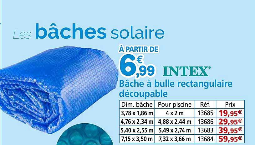 bâche à bulle rectangulaire découpable intex