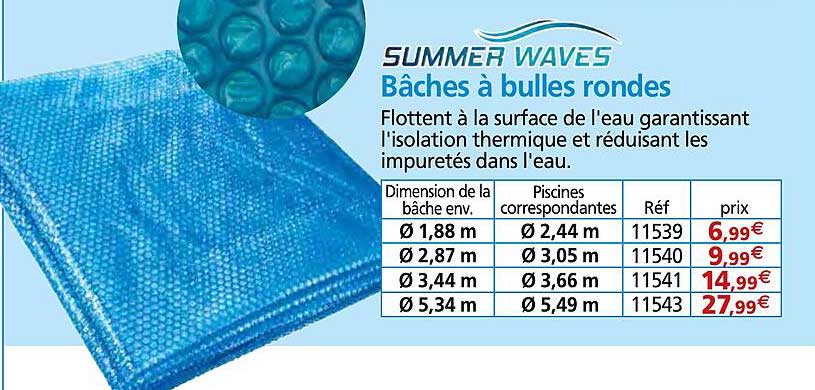 bâches à bulles rondes summer waves