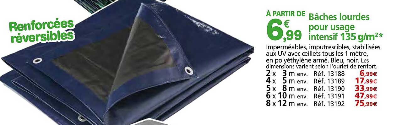 bâches lourdes pour usage intensif 135g m²
