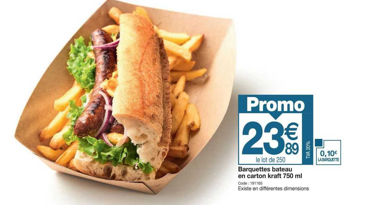 barquettes bateau en carton kraft 750 ml