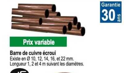 barre de cuivre écroui