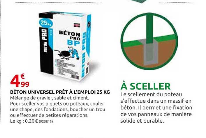 béton universel prêt à l'emploi 25 kg