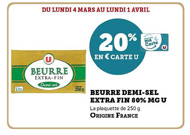 beurre demi-sel extra fin 80% mg u