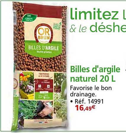 billes d'argile naturel 20 l