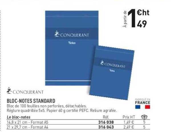 bloc-notes standard conquerant