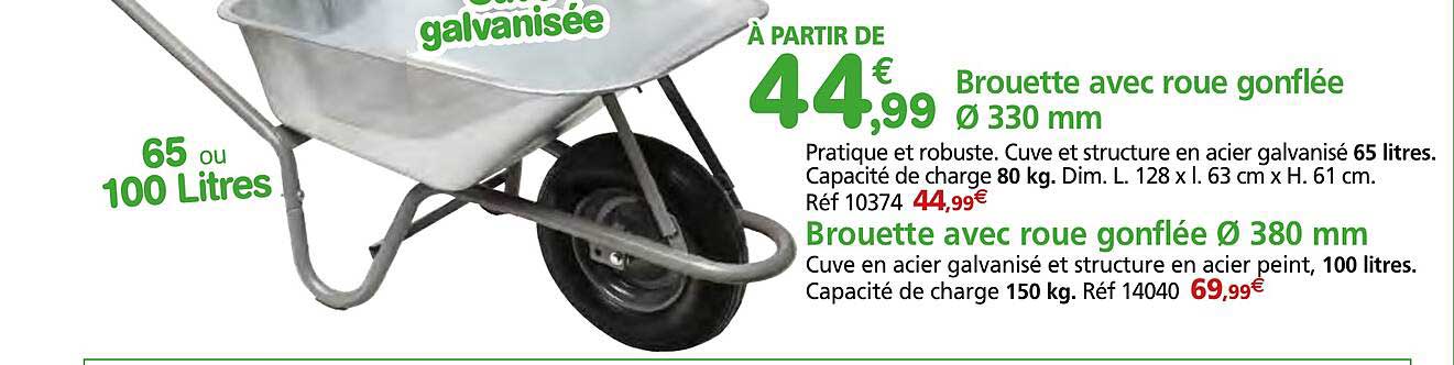 brouette avec roue gonflée ø 330 mm brouette avec roue gonflée ø 380 mm