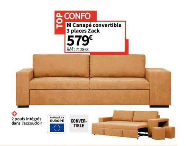 Canapé Convertible 3 Places Zack
