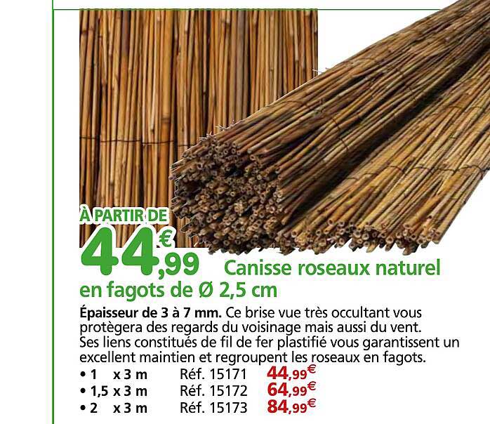 canisse roseaux naturel en fagots de ø 2,5 cm