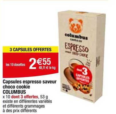 Capsules Espresso Saveur Choco Cookie Columbus