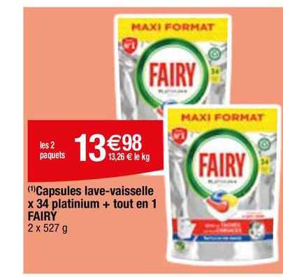 capsules lave-vaisselle x 34 platinium+ tout en 1 fairy