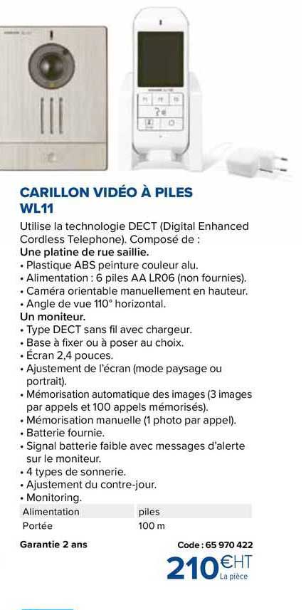 carillon vidéo à piles wl11