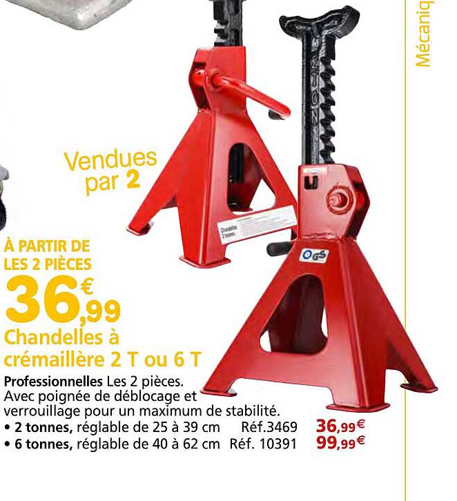Chandelles à Crémaillère 2 T Ou 6 T