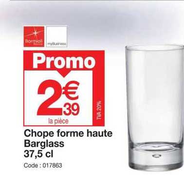 chope forme haute barglass 37,5 cl