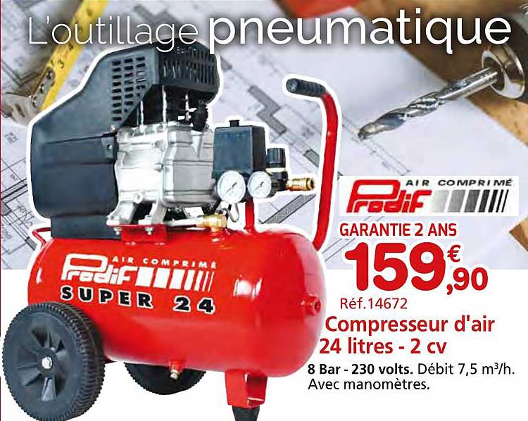 compresseur d'air 24 litres - 2 cv