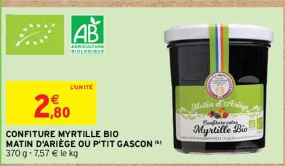 confiture myrtille bio matin d'ariège ou p'tit gascon