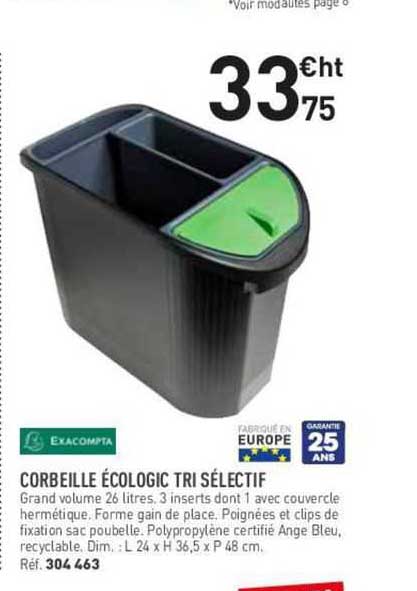 corbeille écologic tri sélectif exacompta