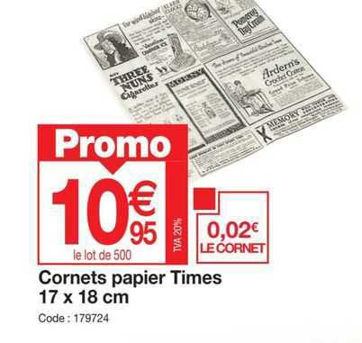 cornets papier times 17 x 18 cm