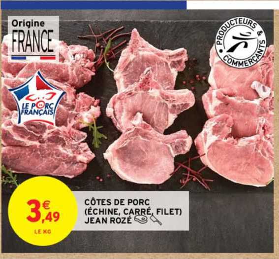 côtes de porc (échine, carré, filet) jean rozé