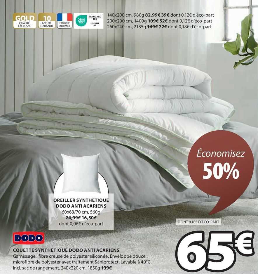 couette synthétique dodo anti acariens