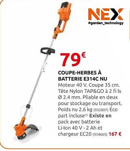 coupe-herbes à batterie e314c nu