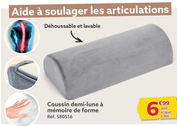 coussin demi-lune à mémoire de forme