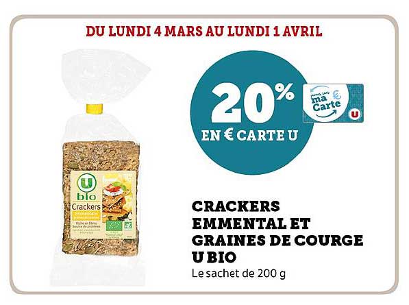 Crackers Emmental Et Graines De Courge U Bio