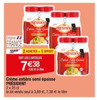 crème entière semi épaisse président