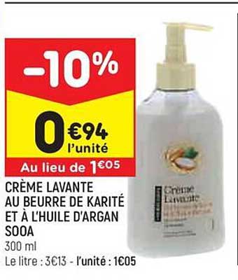 Crème Lavante Au Beurre De Karité Et à L'huile D'argan Sooa