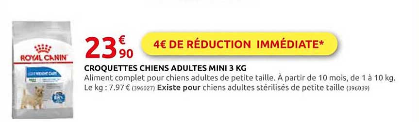 croquettes chiens adulte mini 3 kg royal canin