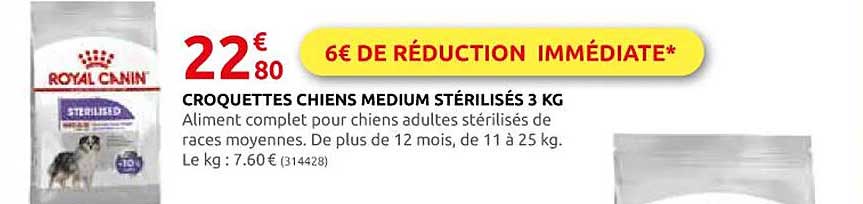 Croquettes Chiens Medium Stérilisés 3 Kg Royal Canin