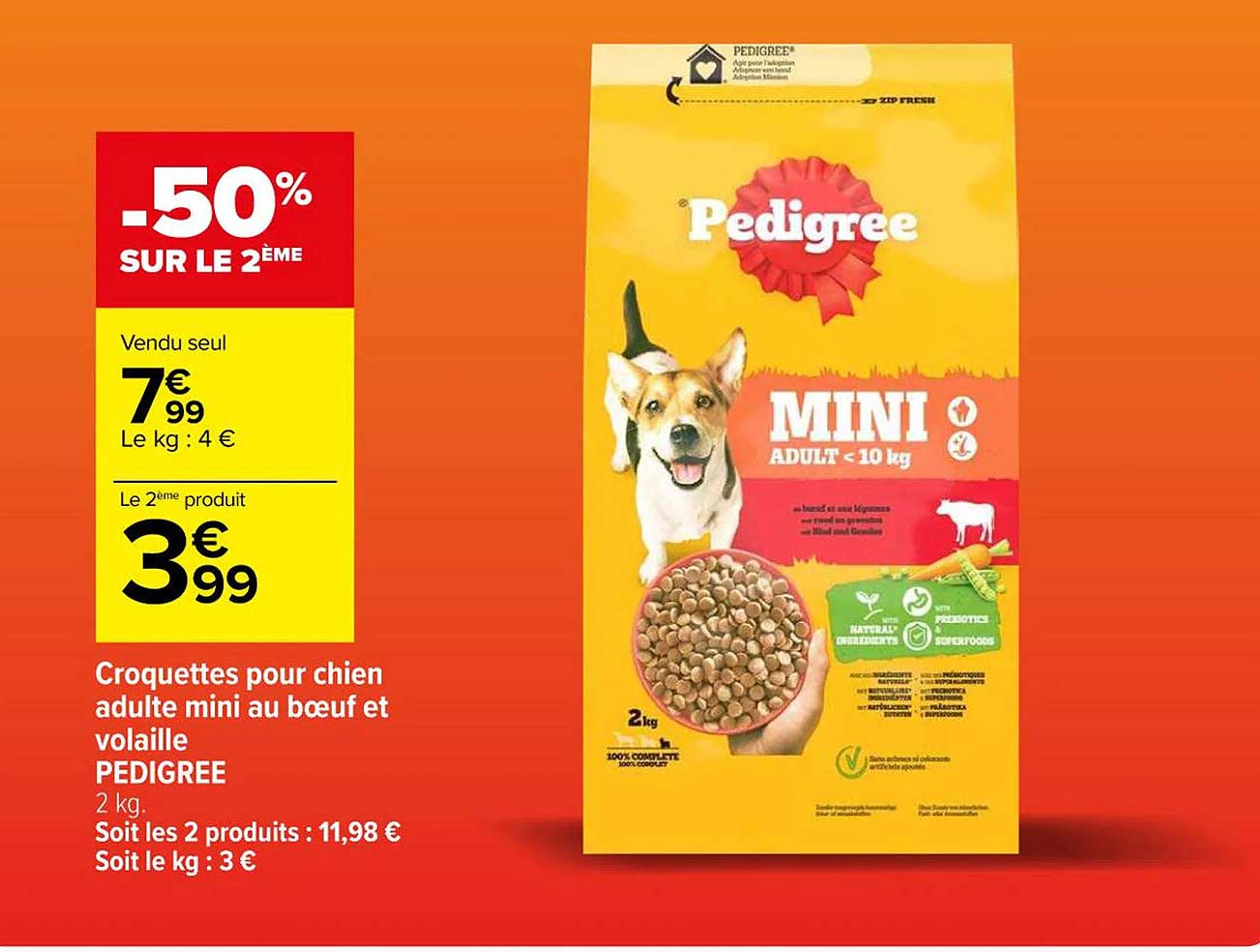 Croquettes Pour Chien Adulte Mini Au Boeuf Et Volaille Pedigree