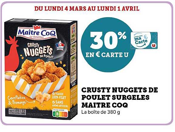 crusty nuggets de poulet surgelés maître coq
