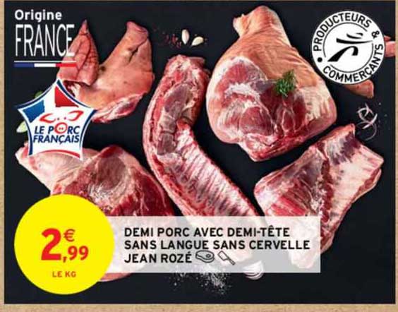 demi porc avec demi-tête sans langue sans cervelle jean rozé