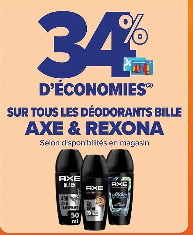 Déodorants Bille Axe & Rexona