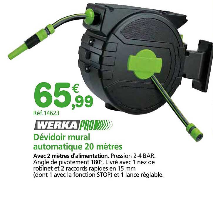 dévidoir mural automatique 20 mètres werka pro