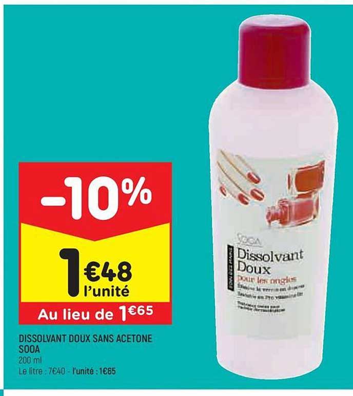 dissolvant doux sans acétone sooa
