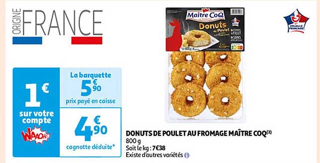 donuts de poulet au fromage maître coq