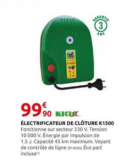 électrificateur de clôture k1500 kidoz