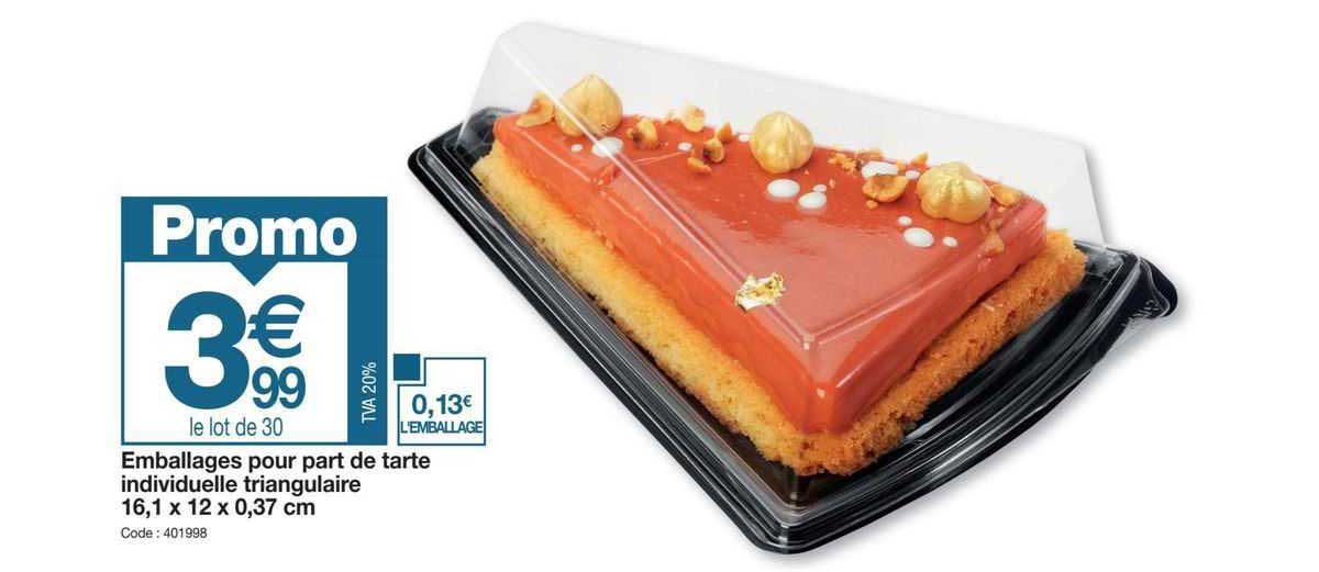 emballages pour part de tarte individuelle triangulaire 16,1 x 12 x 0,37 cm