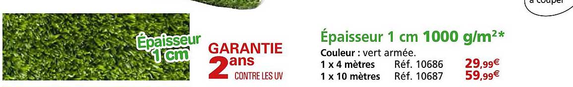 épaisseur 1 cm 1000 g/m2